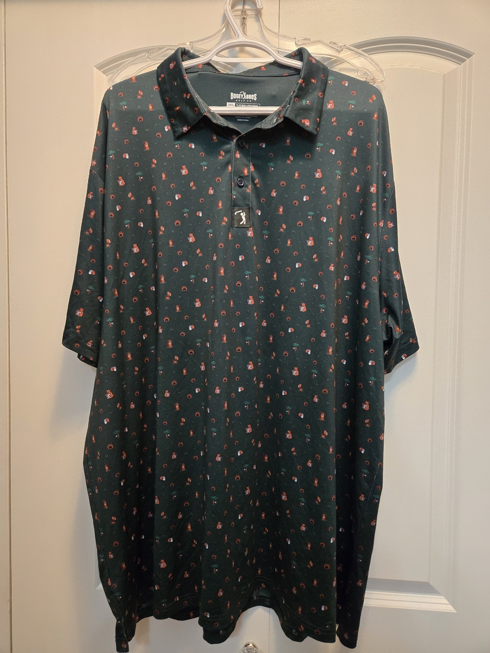 Bogey Bros Golf Co Dark Green Polo with Bears Micro Print